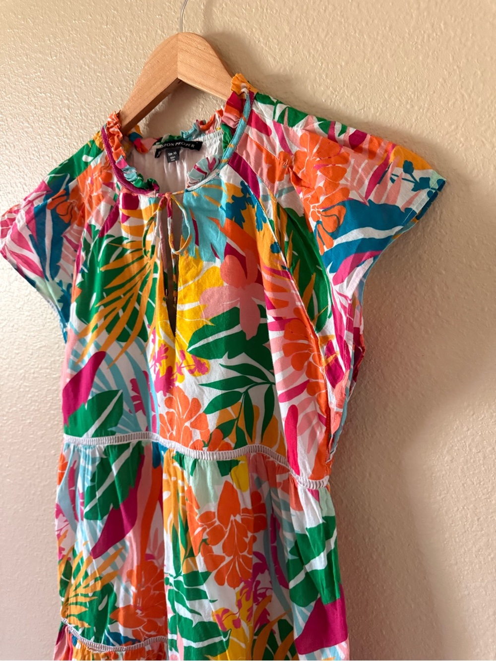 Boston Proper Multicolor Ruffled Neckline Mini Dress - Picture 3 of 6